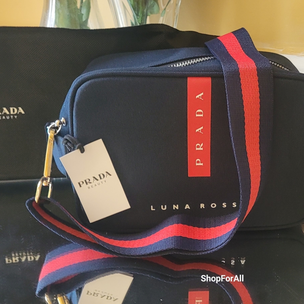 Prada Luna Rossa Black & Red pouch Travel bag Toiletry Dopp Kit Shavin… - Picture 2 of 16